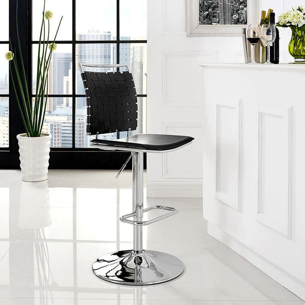 Fuse Adjustable Armless Bar Stool in Black