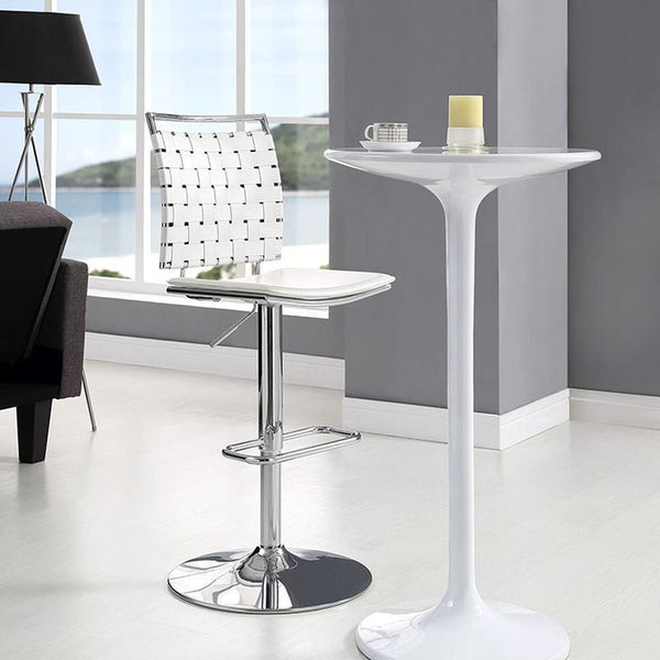 Fuse Adjustable Armless Bar Stool in White