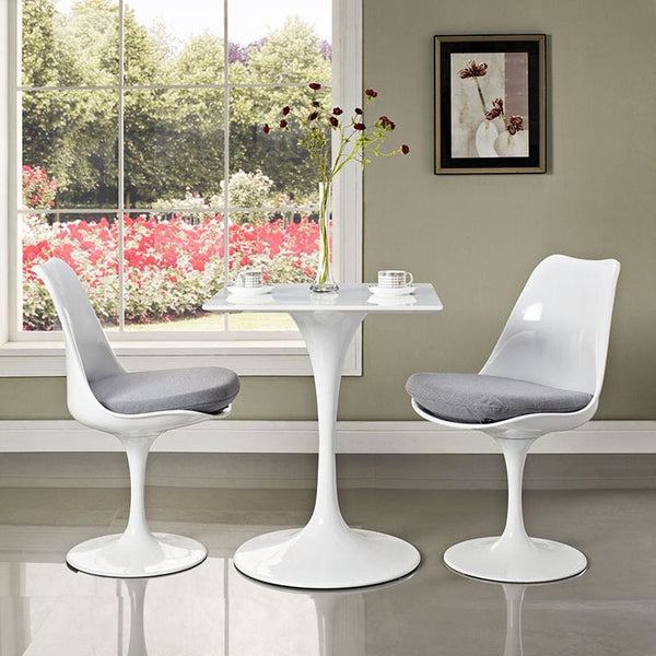 Lippa 24" Square Wood Top Dining Table in White