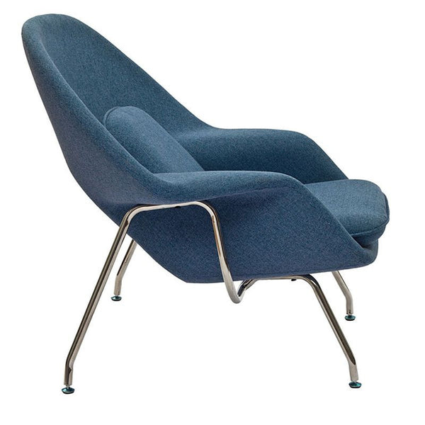 W Fabric Lounge Chair in Blue Tweed by Furniture and Things