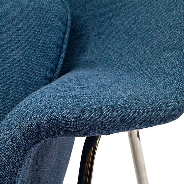 W Fabric Lounge Chair in Blue Tweed by Furniture and Things