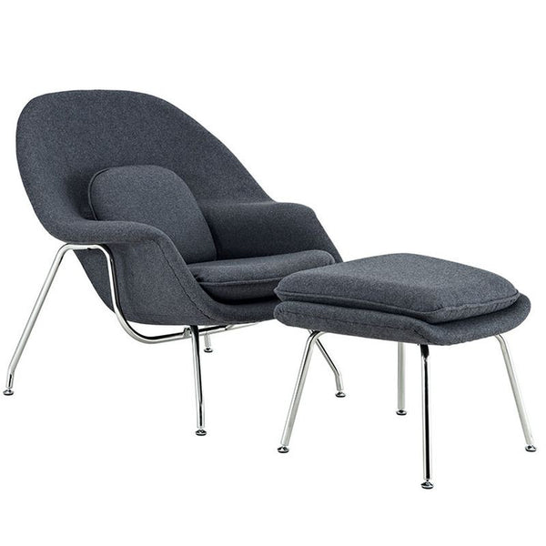 W Fabric Lounge Chair in Dark Gray by Furniture and Things