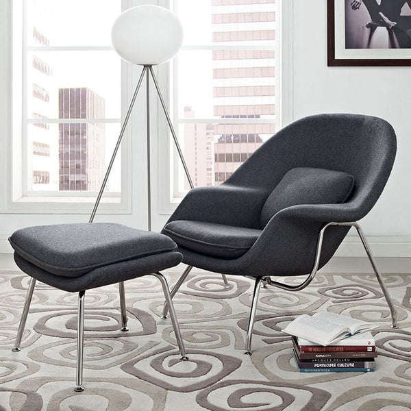 W Fabric Lounge Chair in Dark Gray by Furniture and Things