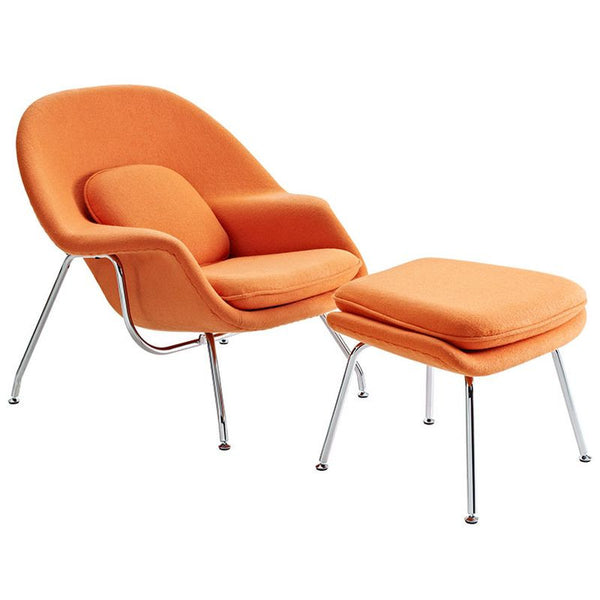 W Fabric Lounge Chair in Orange by Furniture and Things
