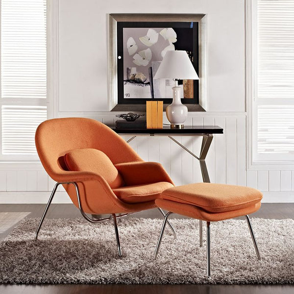W Fabric Lounge Chair in Orange by Furniture and Things