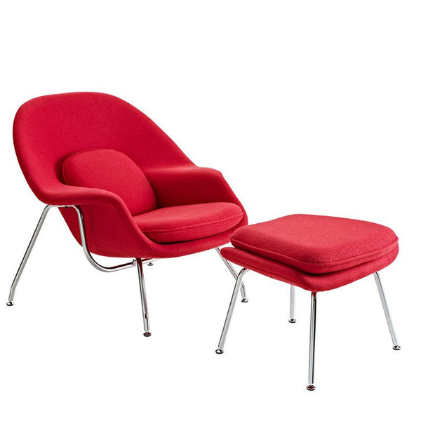 W Fabric Lounge Chair in Red by Furniture and Things