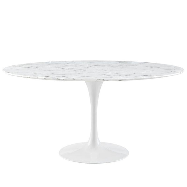 Lippa 60" Artificial Marble Dining Table in White