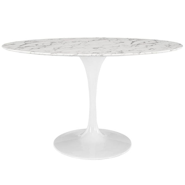 Lippa 54" Oval-Shaped Artificial Marble Dining Table in White
