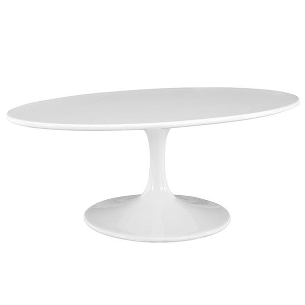 Lippa 42" Oval-Shaped Wood Top Coffee Table in White