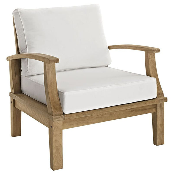 Marina Outdoor Patio Teak Armchair in Natural White