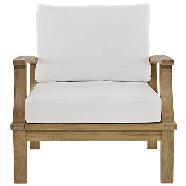 Marina Outdoor Patio Teak Armchair in Natural White
