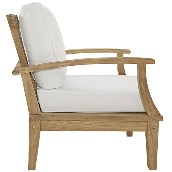 Marina Outdoor Patio Teak Armchair in Natural White