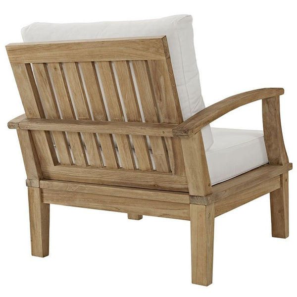Marina Outdoor Patio Teak Armchair in Natural White