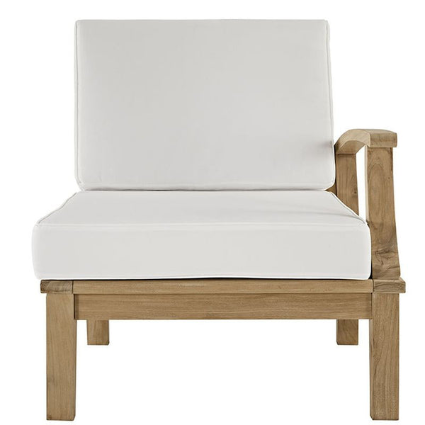 Marina Outdoor Patio Teak Right-Facing Sofa in Natural White