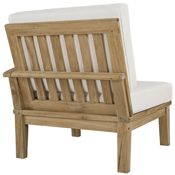 Marina Outdoor Patio Teak Right-Facing Sofa in Natural White