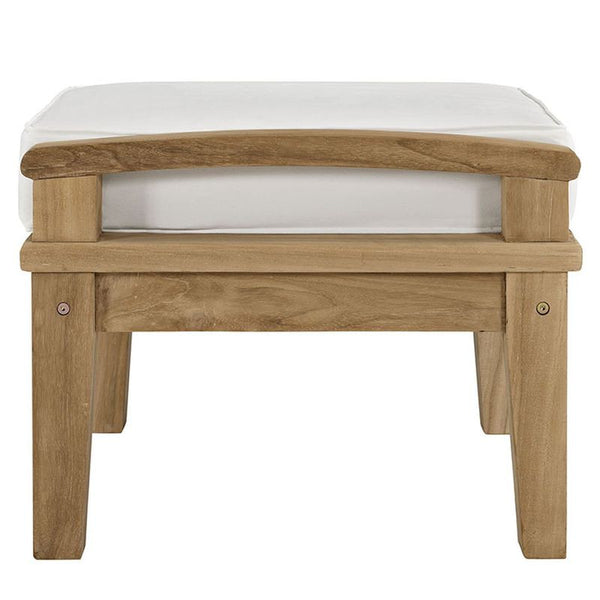 Marina Outdoor Patio Teak Ottoman in Natural White