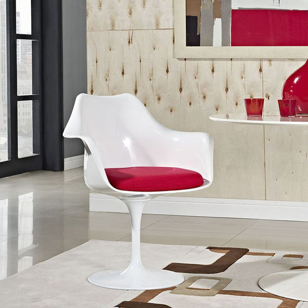 Lippa Dining Fabric Armchair in Red