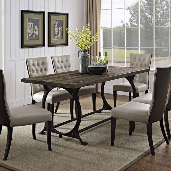 Effuse Wood Top Dining Table in Brown