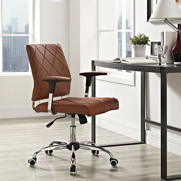 Lattice Vinyl Office Chair in Tan