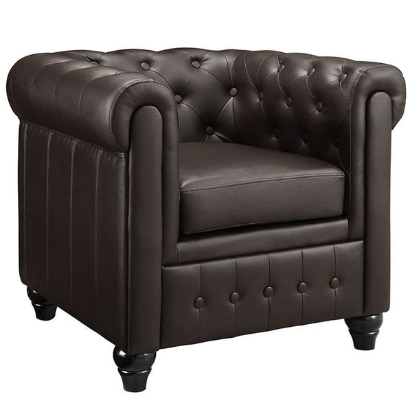 Earl Vinyl Armchair in Brown by Furniture and Things