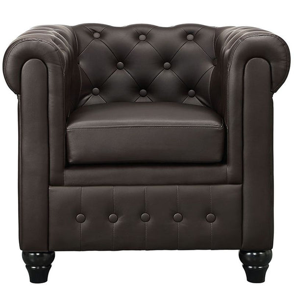 Earl Vinyl Armchair in Brown by Furniture and Things