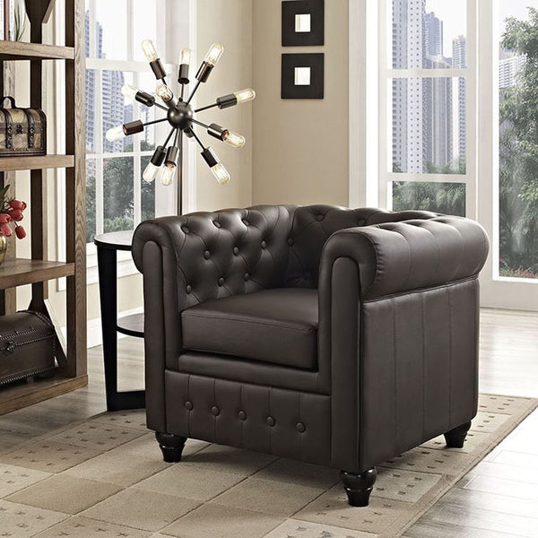 Earl Vinyl Armchair in Brown by Furniture and Things