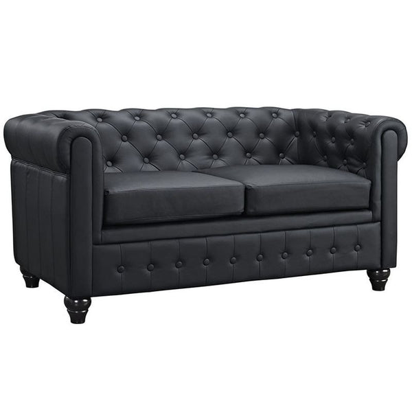 Earl Vinyl Loveseat in Black by Furniture and Things