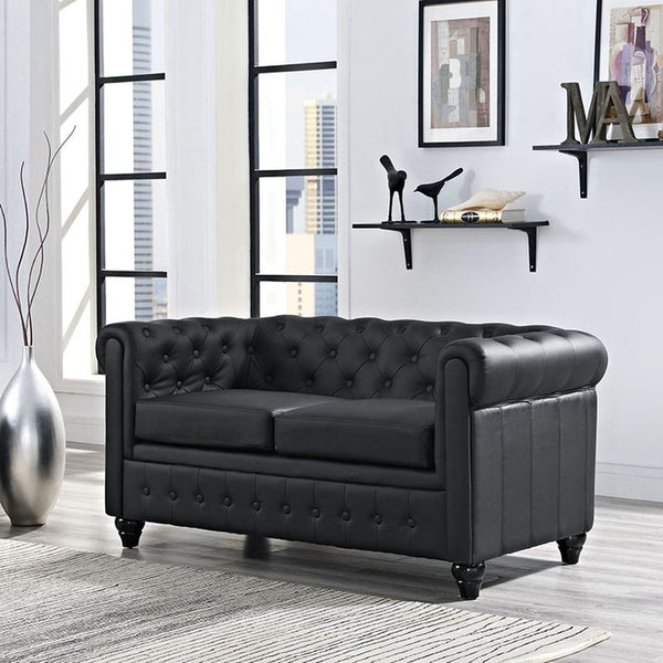 Earl Vinyl Loveseat in Black by Furniture and Things