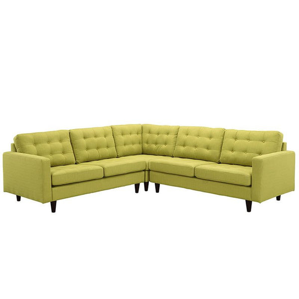 Empress 3 Piece Fabric Sectional Sofa Set in Wheatgrass