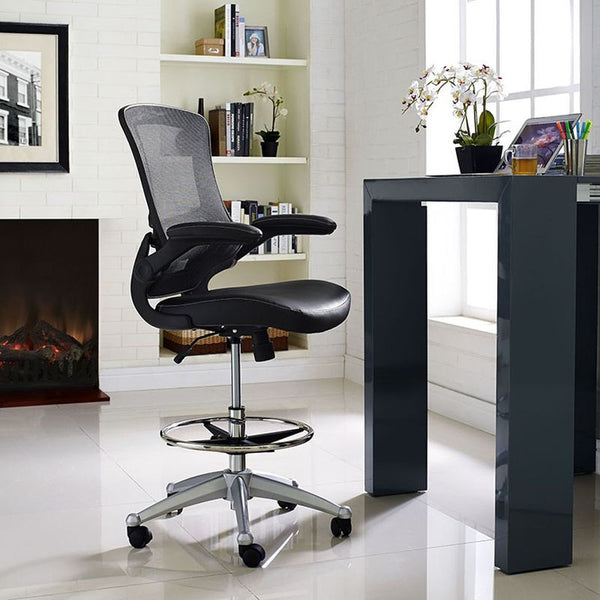 Attainment Vinyl Drafting Stool in Black