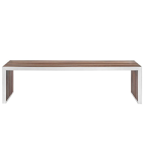 Gridiron Large Wood Inlay Bench in Walnut