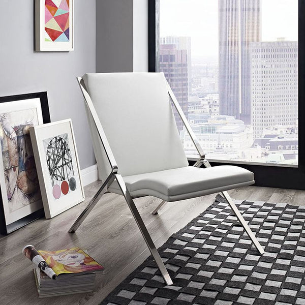 Swing Vinyl Lounge Chair in White