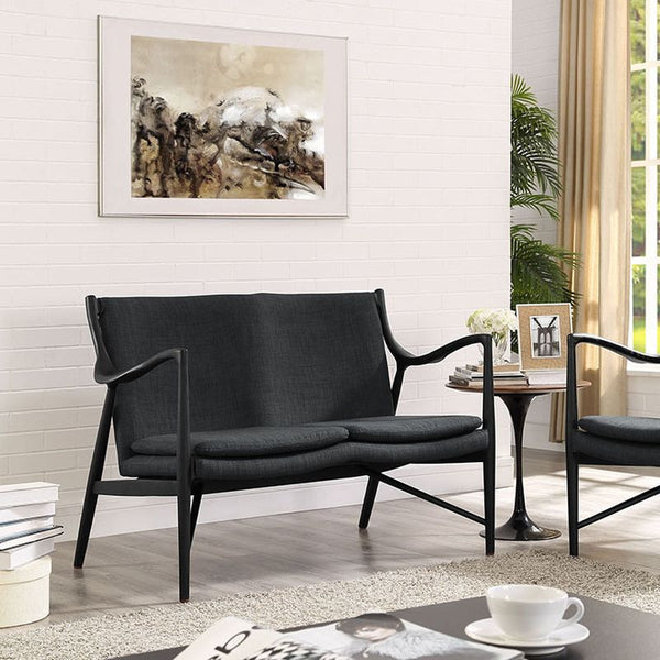 Makeshift Upholstered Loveseat in Black Gray by Furniture and Things