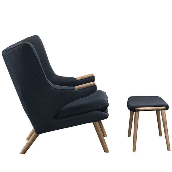 Bear Lounge Chair and Ottoman in Walnut Black