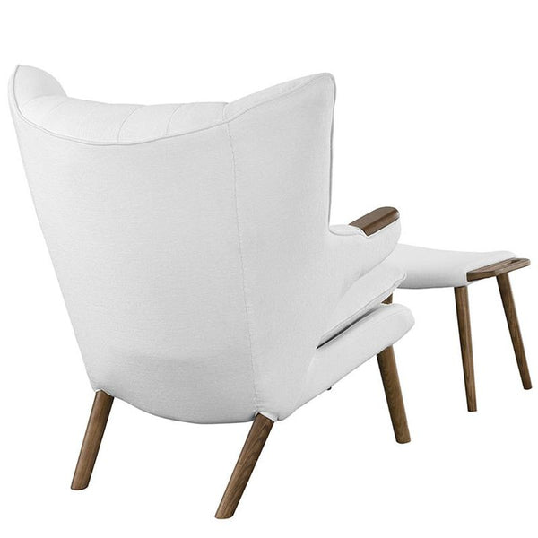 Bear Lounge Chair and Ottoman in Walnut White