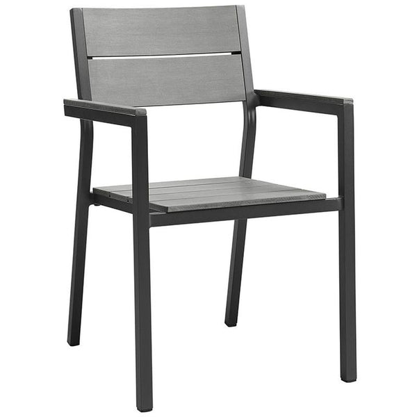 Maine Dining Outdoor Patio Armchair in Brown Gray