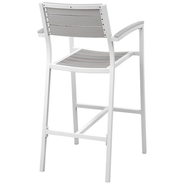 Maine Outdoor Patio Bar Stool in White Light Gray