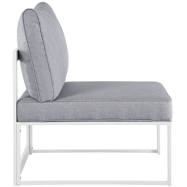 Fortuna Armless Outdoor Patio Sofa in White Gray