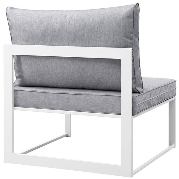 Fortuna Armless Outdoor Patio Sofa in White Gray