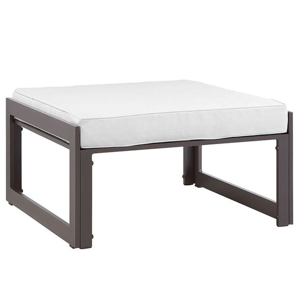 Fortuna Outdoor Patio Ottoman in Brown White