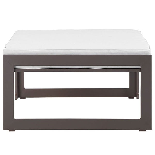 Fortuna Outdoor Patio Ottoman in Brown White
