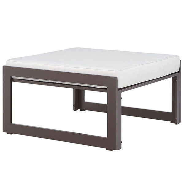 Fortuna Outdoor Patio Ottoman in Brown White