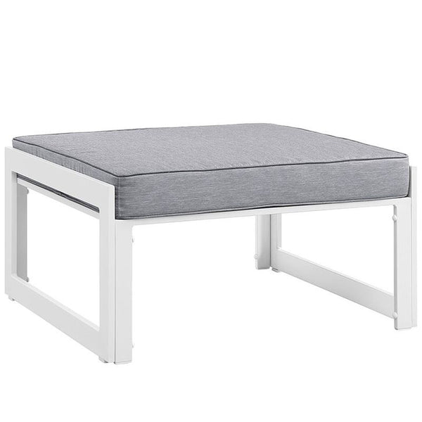 Fortuna Outdoor Patio Ottoman in White Gray