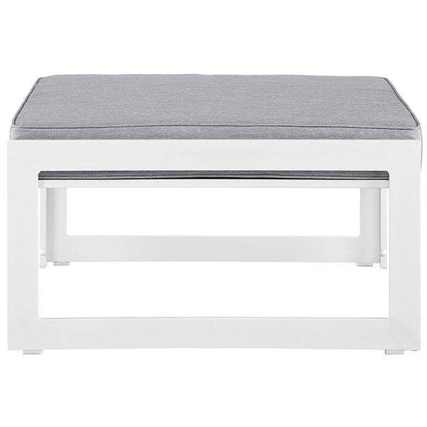 Fortuna Outdoor Patio Ottoman in White Gray