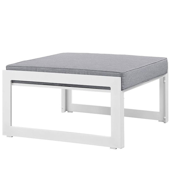 Fortuna Outdoor Patio Ottoman in White Gray