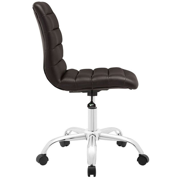 Ripple Armless Mid Back Office Chair in Brown