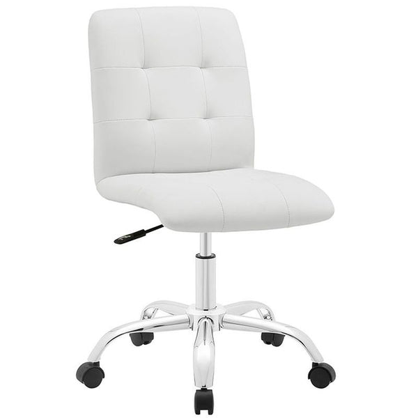 Prim Armless Mid Back Office Chair in White