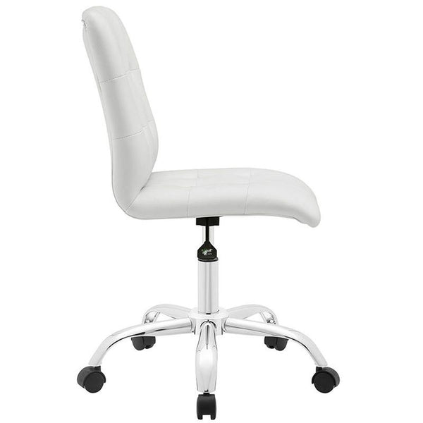 Prim Armless Mid Back Office Chair in White