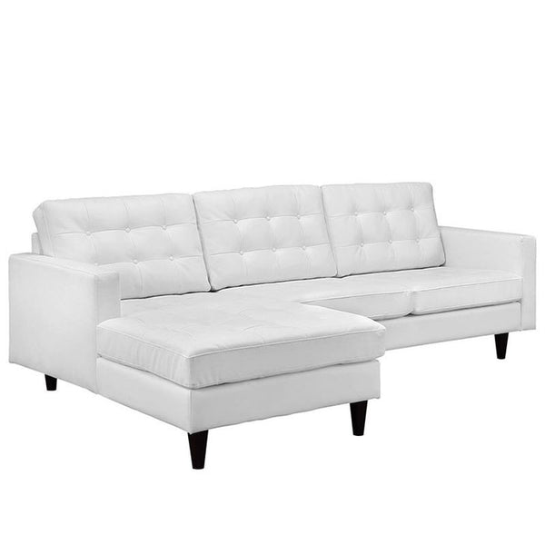 Empress Left-Facing Leather Sectional Sofa in White