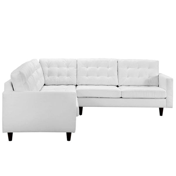 Empress 3 Piece Leather Sectional Sofa Set in White